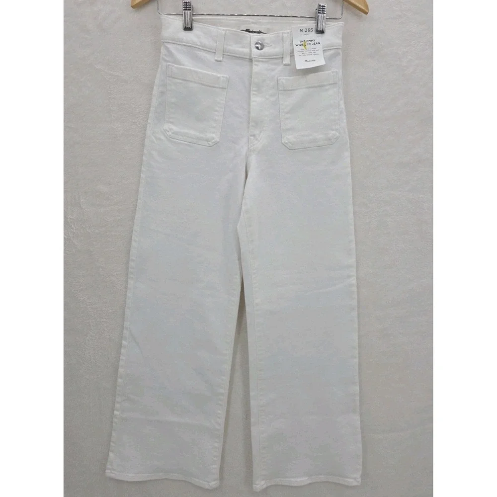 NWT Madewell The Emmy Wide Leg Jeans Women's 26S White High Rise Wide Leg Denim